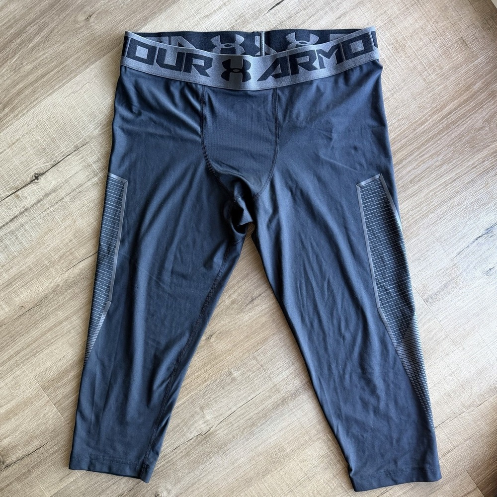 Under Armour HeatGear Compression Pants Men XXL Black Gray Activewear